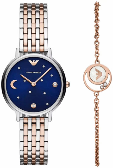 A dazzling rose gold and silver Armani watch for moms.